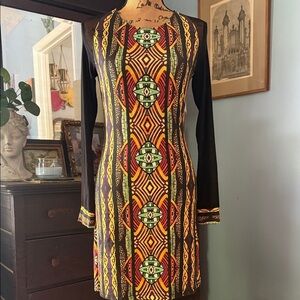MINKPINK Multicolor Geometric Pattern Long Sleeve Dress – NWT
